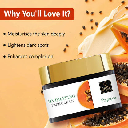 Good VibesPapaya Hydrating Face Cream | Moisturizing Glow | With Green Tea | No Parabens No Sulphates No Mineral Oil No Animal Testing (50 gm)